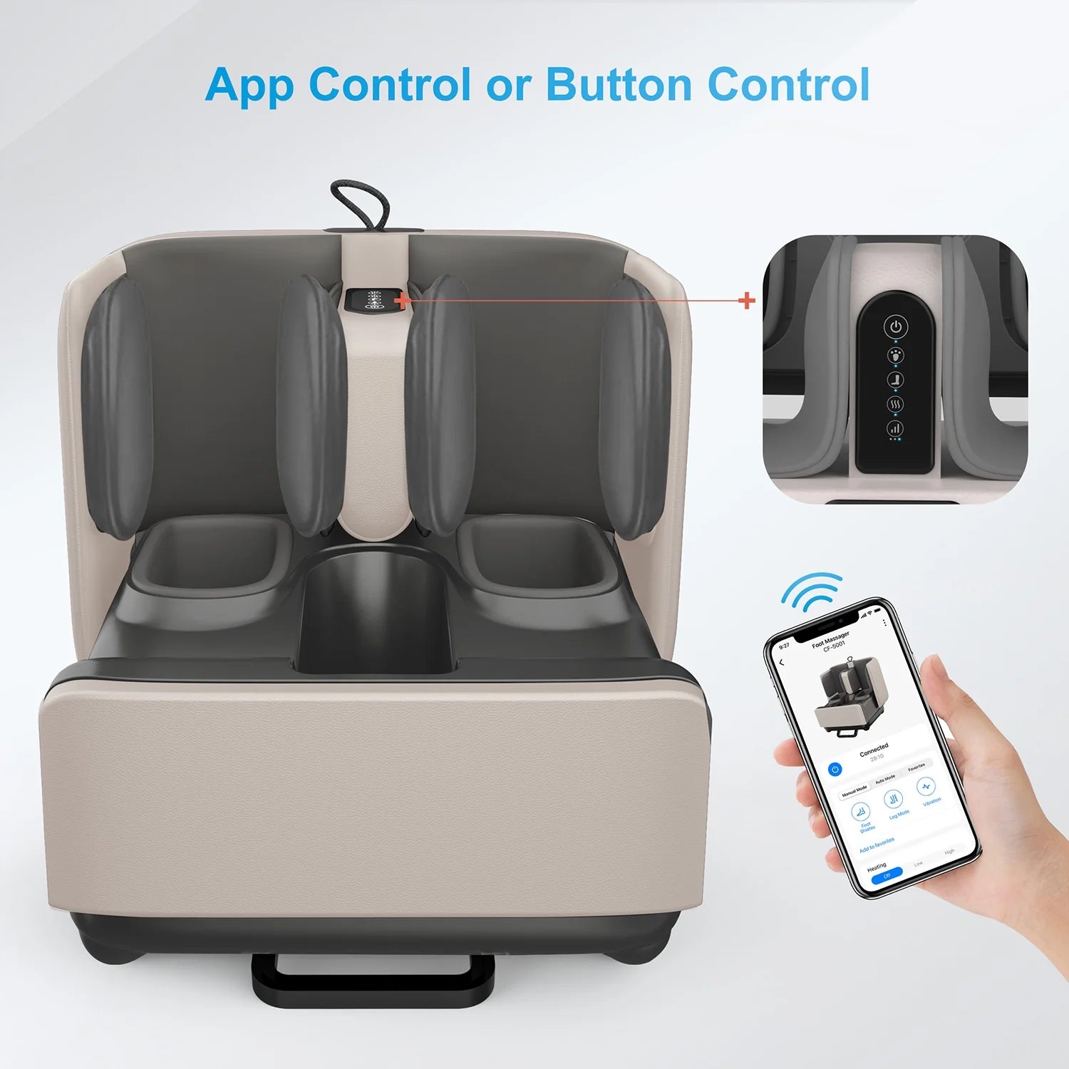 2 in 1 Foot Massager Machine & Ottoman Rest, Shiatsu Foot Calf Massager with Heat, App Control